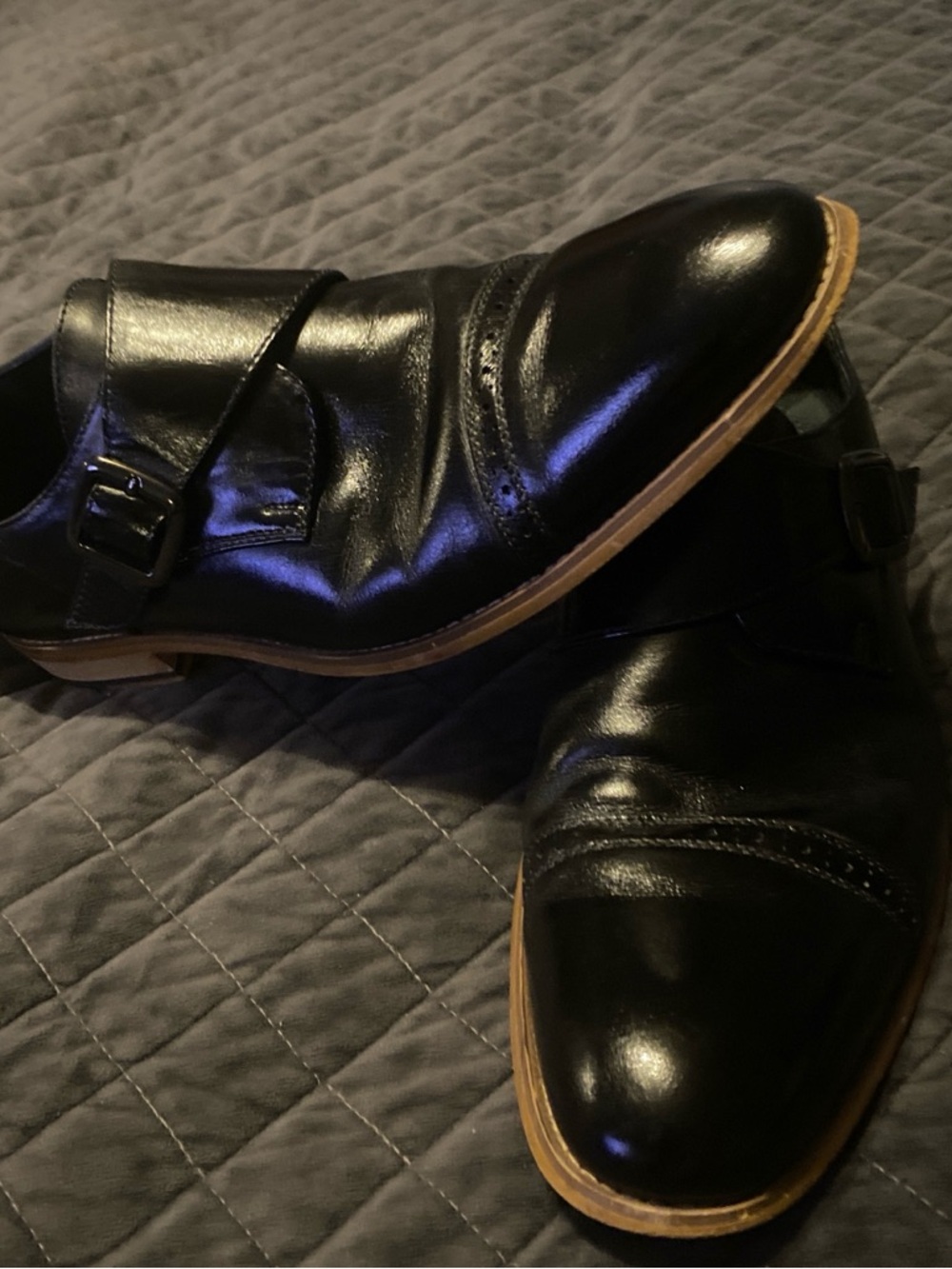 Stacy Adams Black Leather Single Monk Strap Dress Shoes